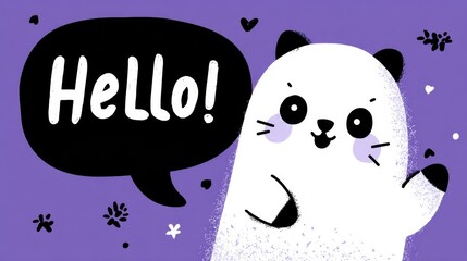 Cute Mascot Waves Hello in Friendly Introduction With Playful Design and Colorful Background While Showcasing a Fun Vibe for Chat Support