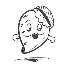 Vector illustration of a cartoon head, face, and hair design with a funny smile and simple style