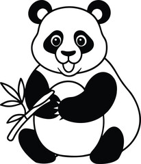 Cute cartoon baby panda bear illustration with bamboo vector design from China's wild nature