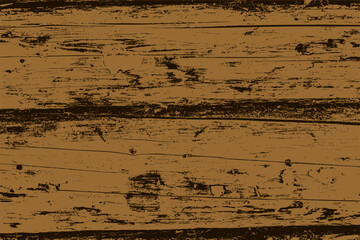 Detailed illustration of brown rustic wooden planks with distressed grunge texture. Features scratches, cracks, and worn natural details, ideal for vintage, retro, or abstract design backgrounds.