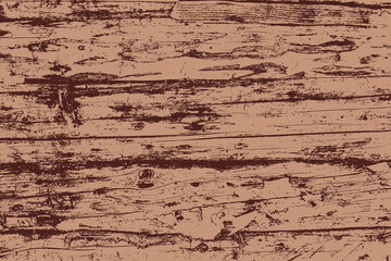 Detailed illustration of brown rustic wooden planks with distressed grunge texture. Features scratches, cracks, and worn natural details, ideal for vintage, retro, or abstract design backgrounds.