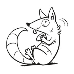 Cute vector cartoon illustration drawing of a funny wild nature mammal squirrel with acorn and a smile