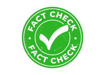 Fact check stamp PNG image design. Rubber, seal, green, vintage effect, textured, checkmark, with transparent background