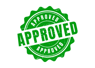 Approved stamp PNG image design. Rubber, seal, green, vintage effect, badge, trusted, promotion, textured with transparent background