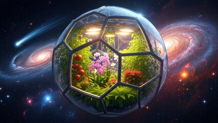 Glass Terrarium with Miniature Ecosystem Concept