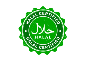 Halal certified stamp PNG image design. Rubber, 100%, seal, green, badge, nature, pure, authentic, with transparent background