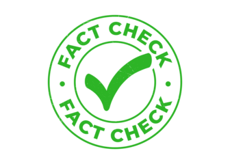 Fact check stamp PNG image design. Rubber, seal, green, vintage effect, textured, checkmark, with transparent background