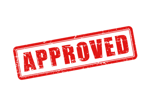 Approved stamp PNG image design. Rubber, seal, vintage effect, badge, trusted, promotion, textured with transparent background - Powered by Adobe