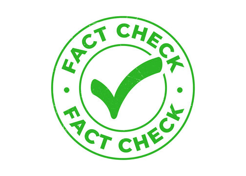 Fact check stamp PNG image design. Rubber, seal, green, vintage effect, textured, checkmark, with transparent background