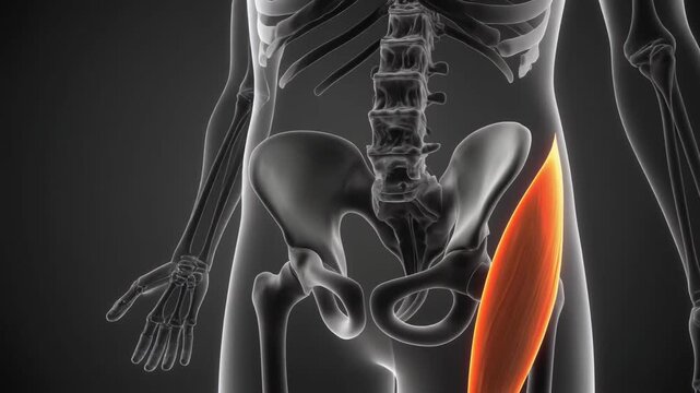 Medical Animation: Tensor Fasciae Latae Muscle Anatomy and Orbiting Camera