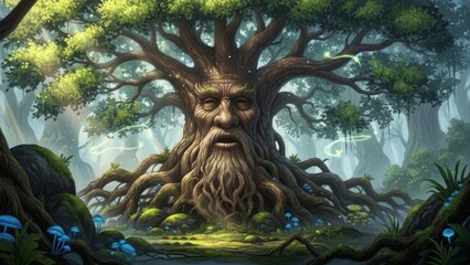 Mythical Tree Spirit Guardian Representing the Power of Nature