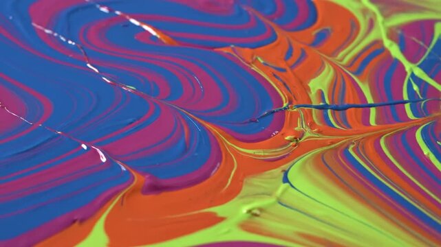 Create an abstract painting using smooth flowing lines and vibrant colors 4K 10s