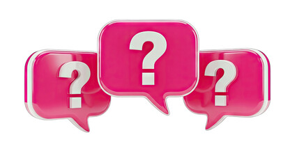 Question Marks in Speech Bubbles on White Background