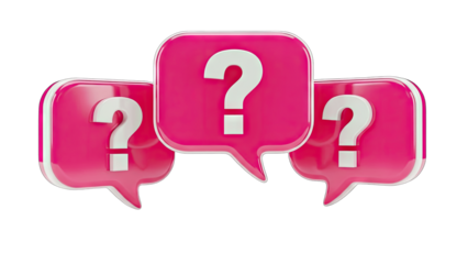Question Marks in Speech Bubbles on White Background