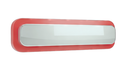 Red and White Button with Glossy Effect on White Background