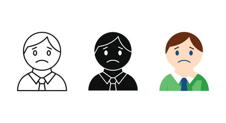 Unhappy office workers with different facial expressions
