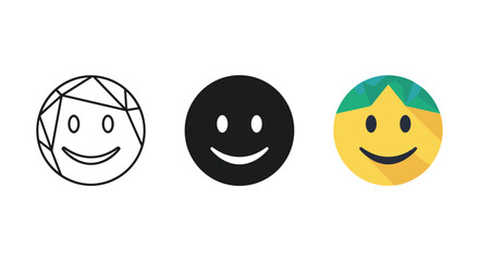 Different emoticon designs on white background