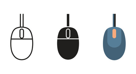 Computer mouse icons in different colors and styles