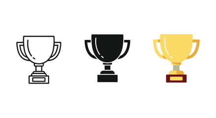 Trophy icon set in different style and color
