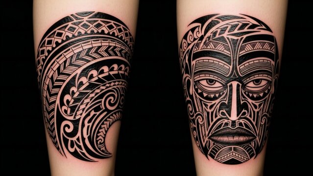 Intricate Polynesian Tribal Tattoo Design on Forearms