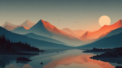 Abstract Landscape Poster Nature Wall Decor Contemporary