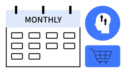 Monthly subscription concept. Monthly plans enable consistent billing, user engagement, and service management. Subscription usage in e-commerce business, learning platforms, scheduling, digital