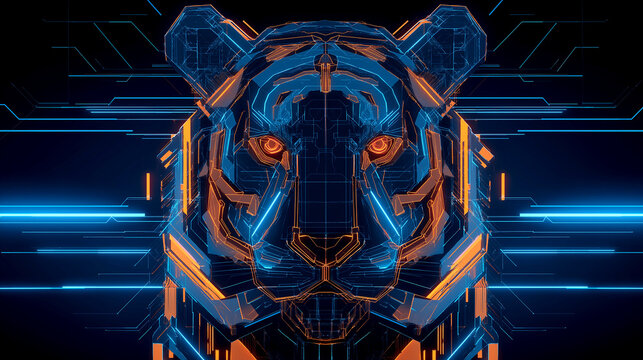 Futuristic cyber tiger