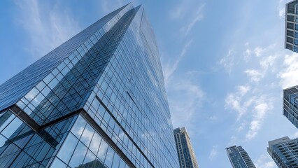 Modern Glass Skyscraper Tower in Urban Cityscape.