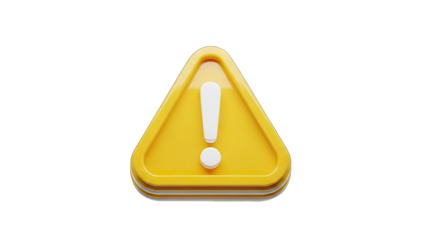 Yellow Warning Triangle Symbol With A White Exclamation Mark On A Transparent Background Indicating Caution Or Danger A 3D Rendered Graphic Element