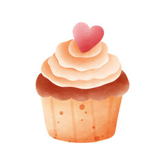 Hand-drawn heart cupcake symbolizing love, sweetness, and celebration. Perfect for Valentine&rsquo;s Day designs, bakery branding, cards, posters, and cute creative projects.
