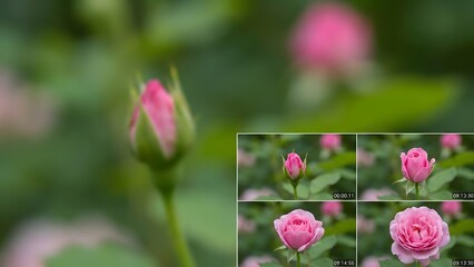Close-up of Pink Rose Buds in Garden.