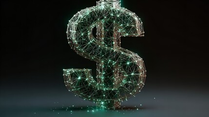 Abstract mesh line and point dollar sign vector business concept