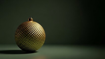 Golden textured Christmas ornament for holiday decoration and festive design, dark green background