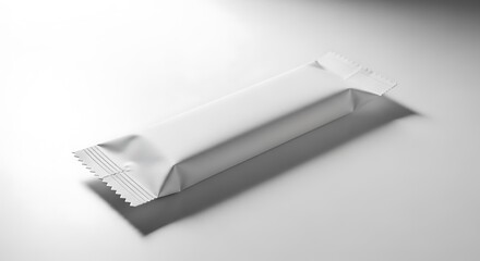Blank white wrapper for a snack bar or candy, isolated on white background