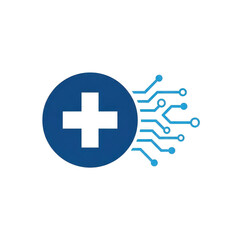 Fototapeta premium Digital health technology icon with plus sign isolated on transparent background