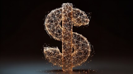 Abstract mesh line and point dollar sign vector business concept