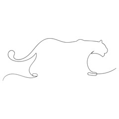Continuous one line drawing tiger walking symbol Tiger one line drawing isolated on white background. Wild animal tiger is walking in the jungle