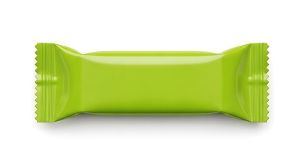 A single green candy bar wrapper isolated on white background