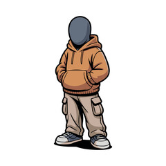Anonymous Hoodie Character Illustration with Mask Vector Art