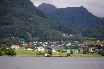 Sea voyage along the coastal scenery in the Rogaland province of southern Norway