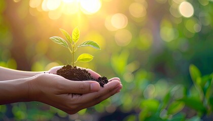 young plant in hands