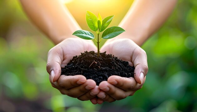 young plant in hands - Powered by Adobe