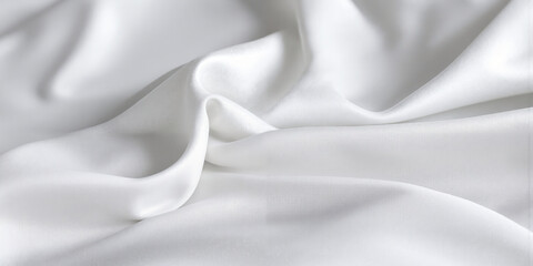Obraz premium White Silk Fabric Draped Texture Soft Folds Smooth Background Elegant Luxurious close-up capturing the smooth texture and soft, flowing folds