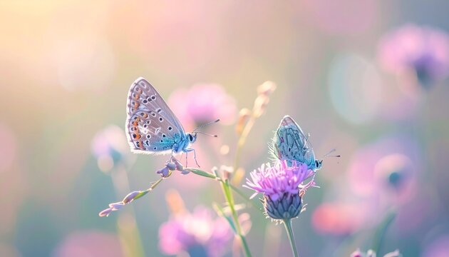 butterfly on purple flower - Powered by Adobe