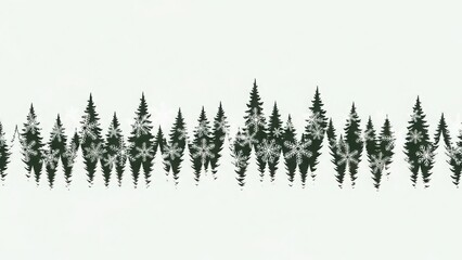 Snowy pine forest silhouette