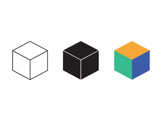 Different stages of cube with various colors and shading
