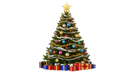 Decorated Christmas tree classic festive holiday winter celebration design