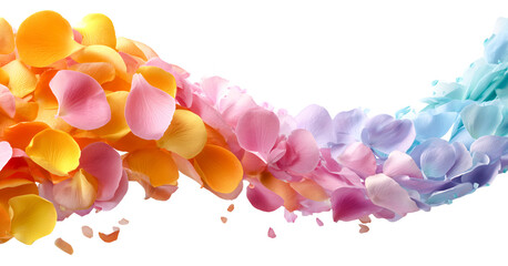 Petal flower colorful gradient pastel soft swirl isolated transparency background flow of colorful pastel petal swirl, soft texture and gentle motion evoke calm and joy transparency background