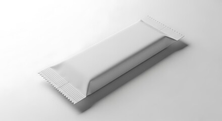 Blank white wrapper for a snack bar or candy, isolated on white background