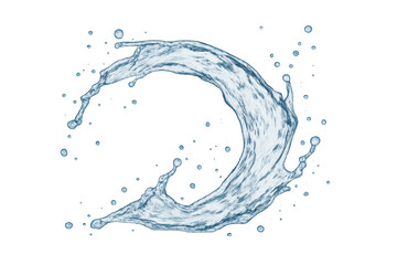 Clear liquid splashing and flowing forming a dynamic wave, motion of refreshing water droplets on transparent background